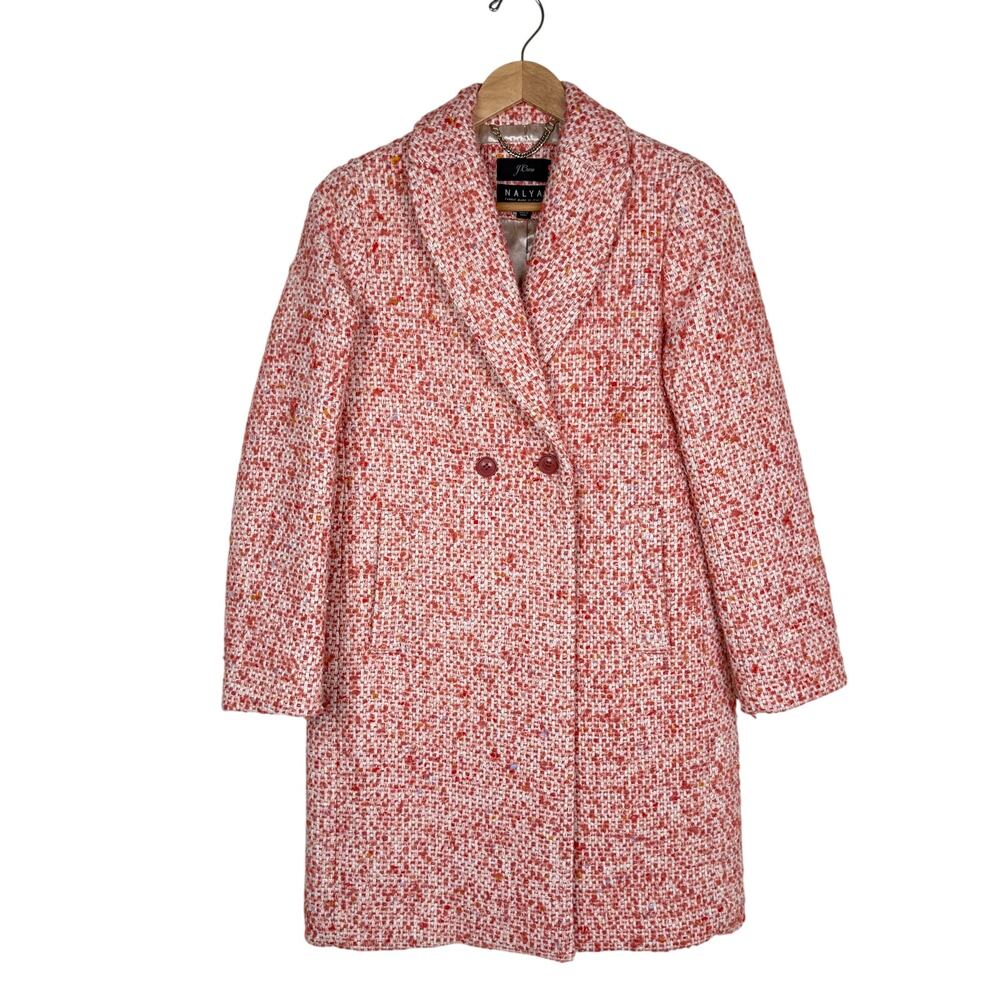 J.Crew Daphne Nalya Italian Tweed Wool Blend Coat Coral Pink Womens 0 Tailored